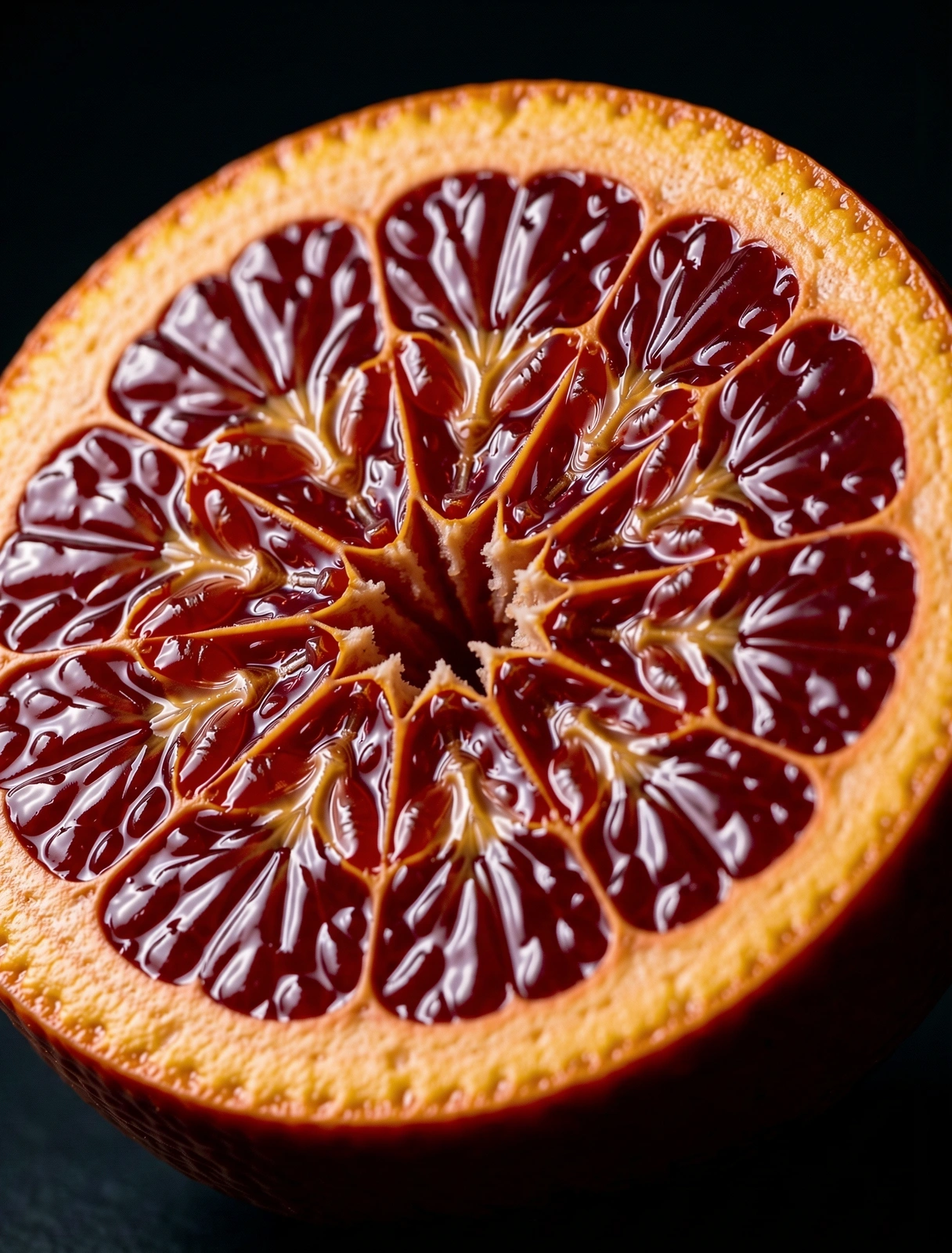 Makro-Aufnahme einer Blutorange